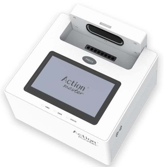 Genchek isothermal fluorescence analyzer with eight-well block and touchscreen